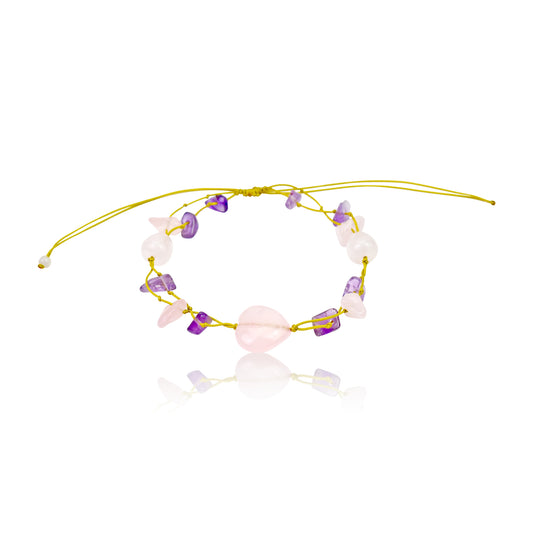 Create an Effortless Chic Look with Rose Quartz Heart Gemstone Bracelet