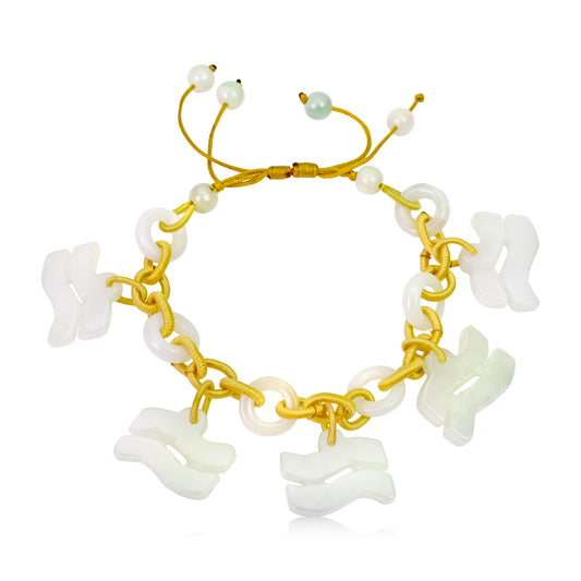 Aquarius Astrology Handmade Jade Bracelet with Yellow Cord