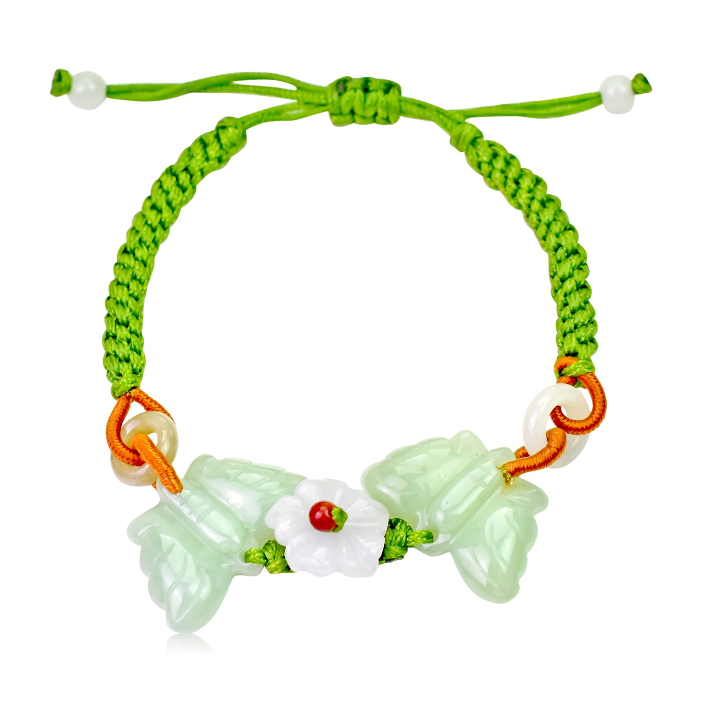 Fly Away with Style with Two Joyful Butterflies Jade Bracelet made with Lime Cord