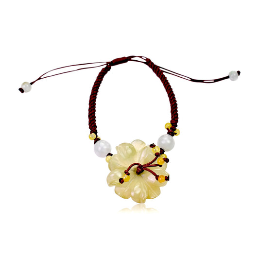 Get Ready to be a Princess with Anemone Jade Adjustable Charm Bracelet made with Brown Cord