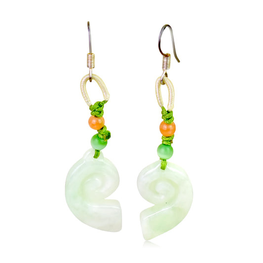 Luxurious Update for Any Occasion with Amazing Swirl Jade Earrings made with Lime Cord