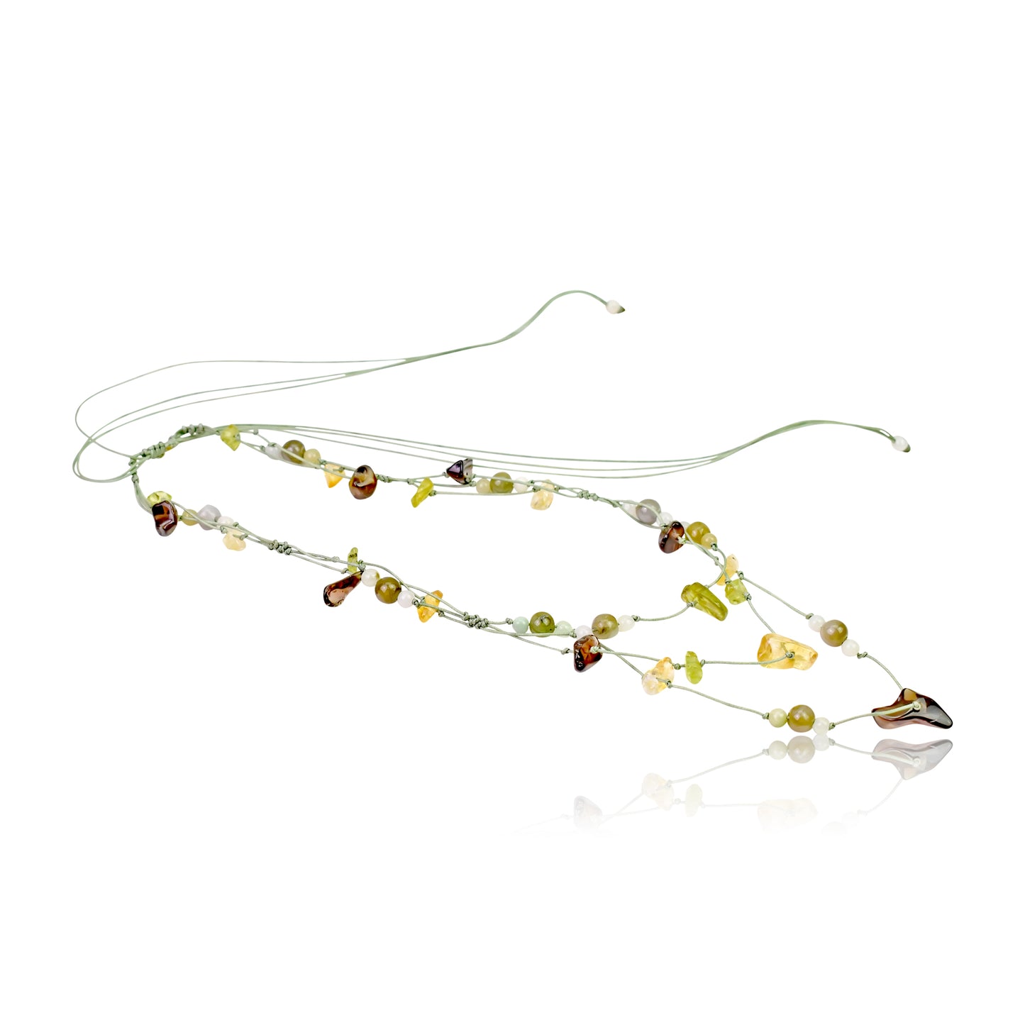 Get Noticed with Triple Layers Gemstone Handmade Necklace