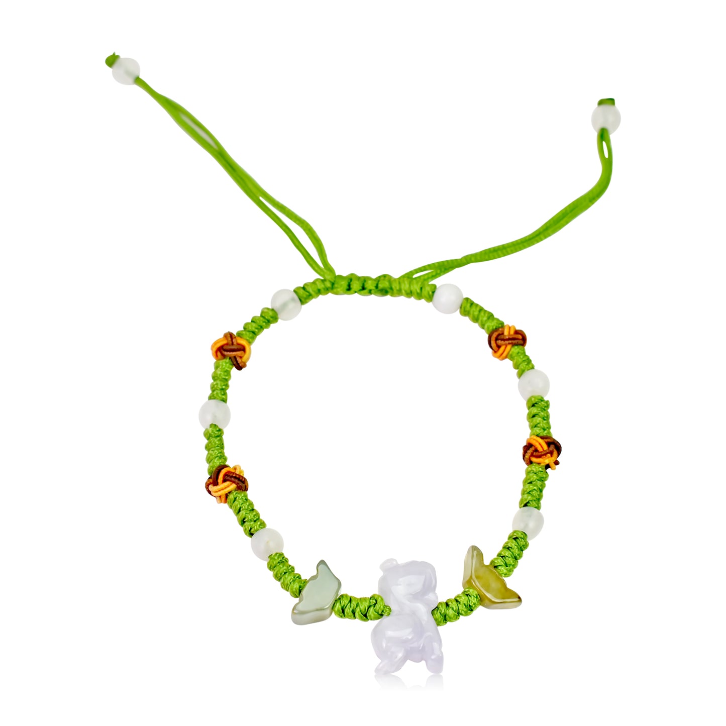 A Unique Gift: Dog Chinese Zodiac Handmade Jade Bracelet made with Lime cord