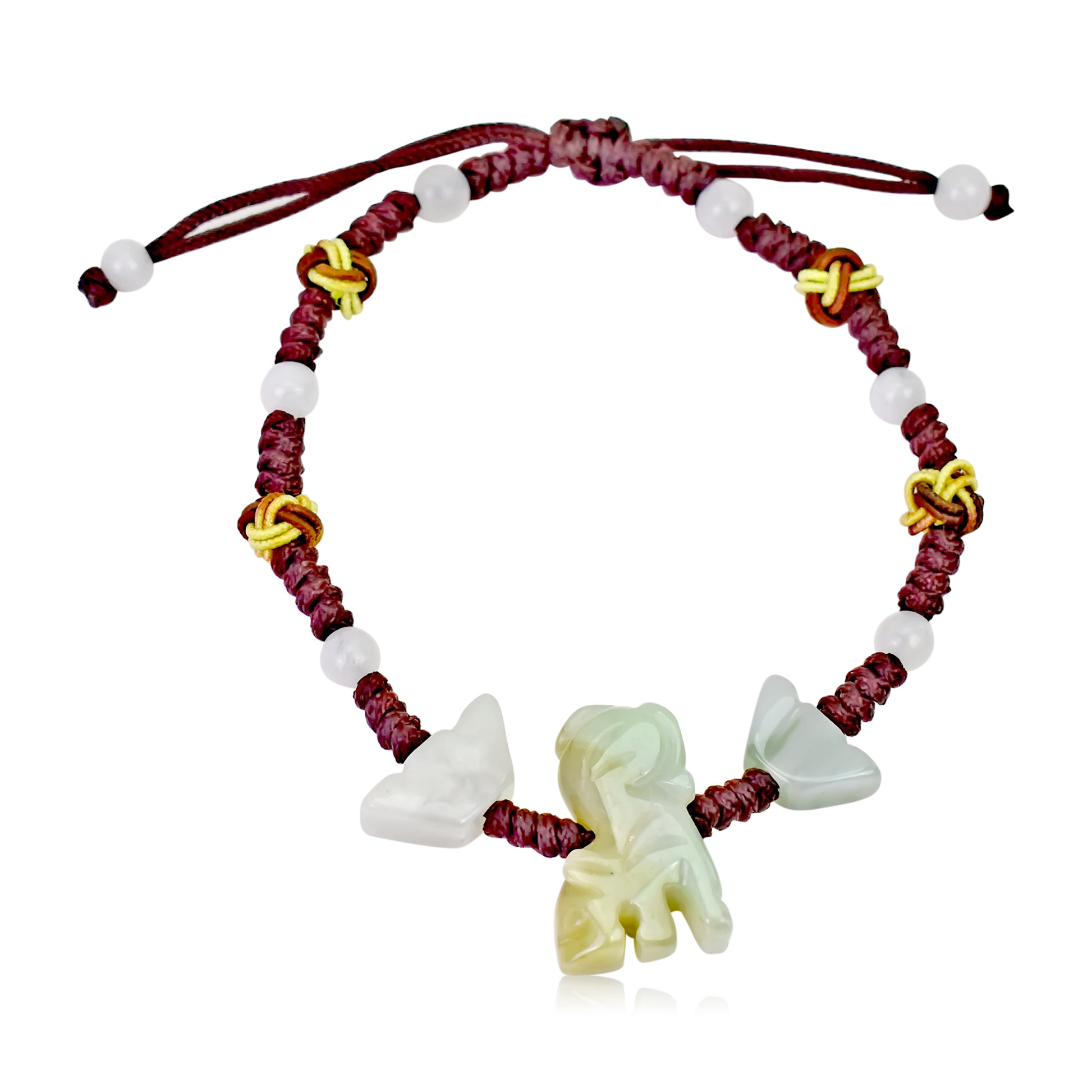 Step Into Your Inner Power with a Tiger Beaded Jade Bracelet made with Brown Cord