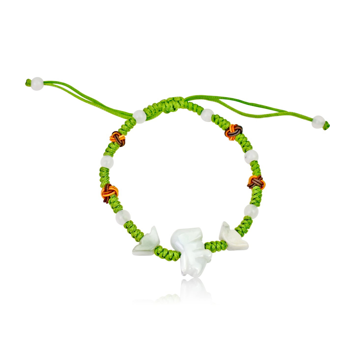 A Unique Gift: Boar Chinese Zodiac Handmade Jade Bracelet made with Lime Cord