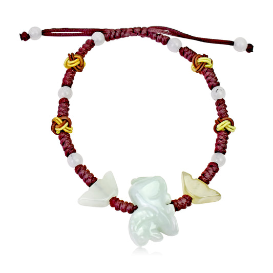 Show Your Sheep Personality with a Handmade Jade Bracelet made with Brown Cord
