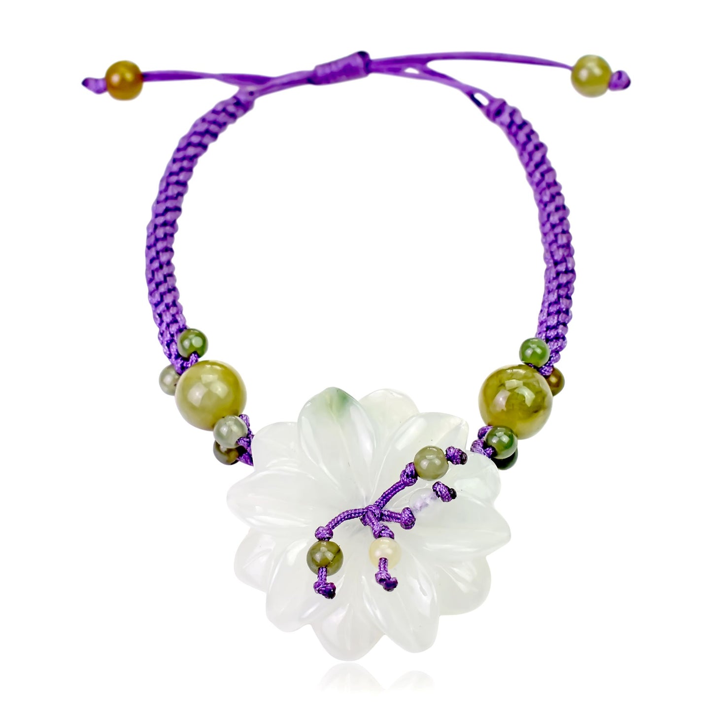 Add Sparkle to Your Outfits with the Anemone Flower Bracelet made with Purple Cord