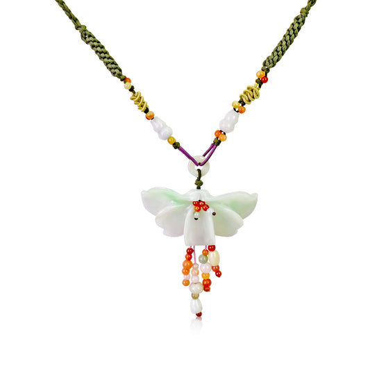 Welcome New Beginnings with White Flower Jade Necklace
