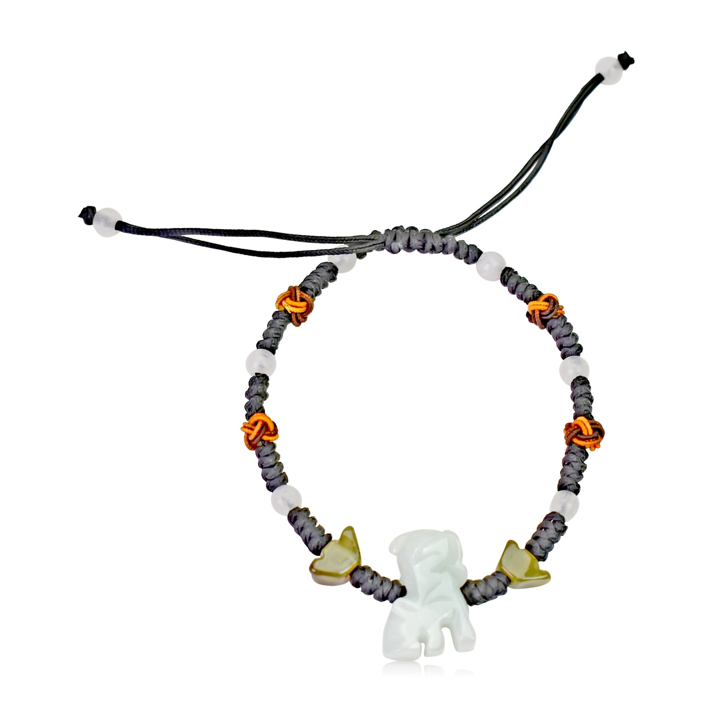 Step Into Your Inner Power with a Tiger Beaded Jade Bracelet made with Black Cord