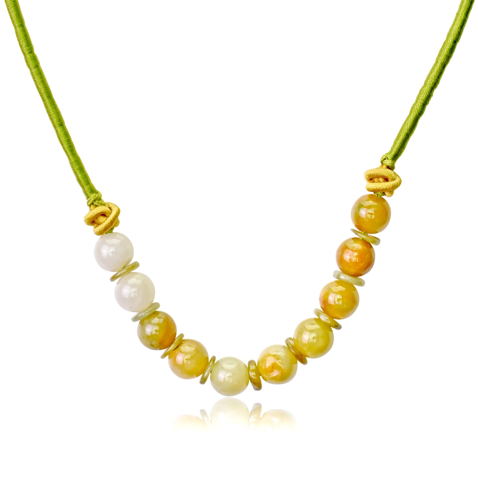 Get Closer to Nature with the PI Symbol and Jade Beads Necklace made with Lime Cord