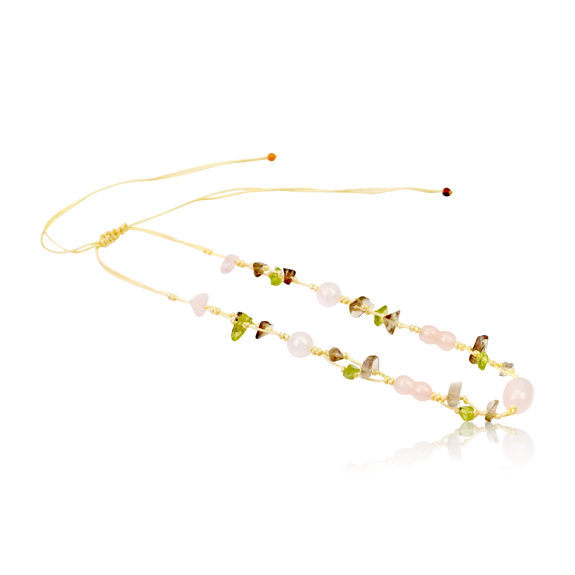 Enhance Your Look with Oval Beads Rose Quartz Gemstones Necklace