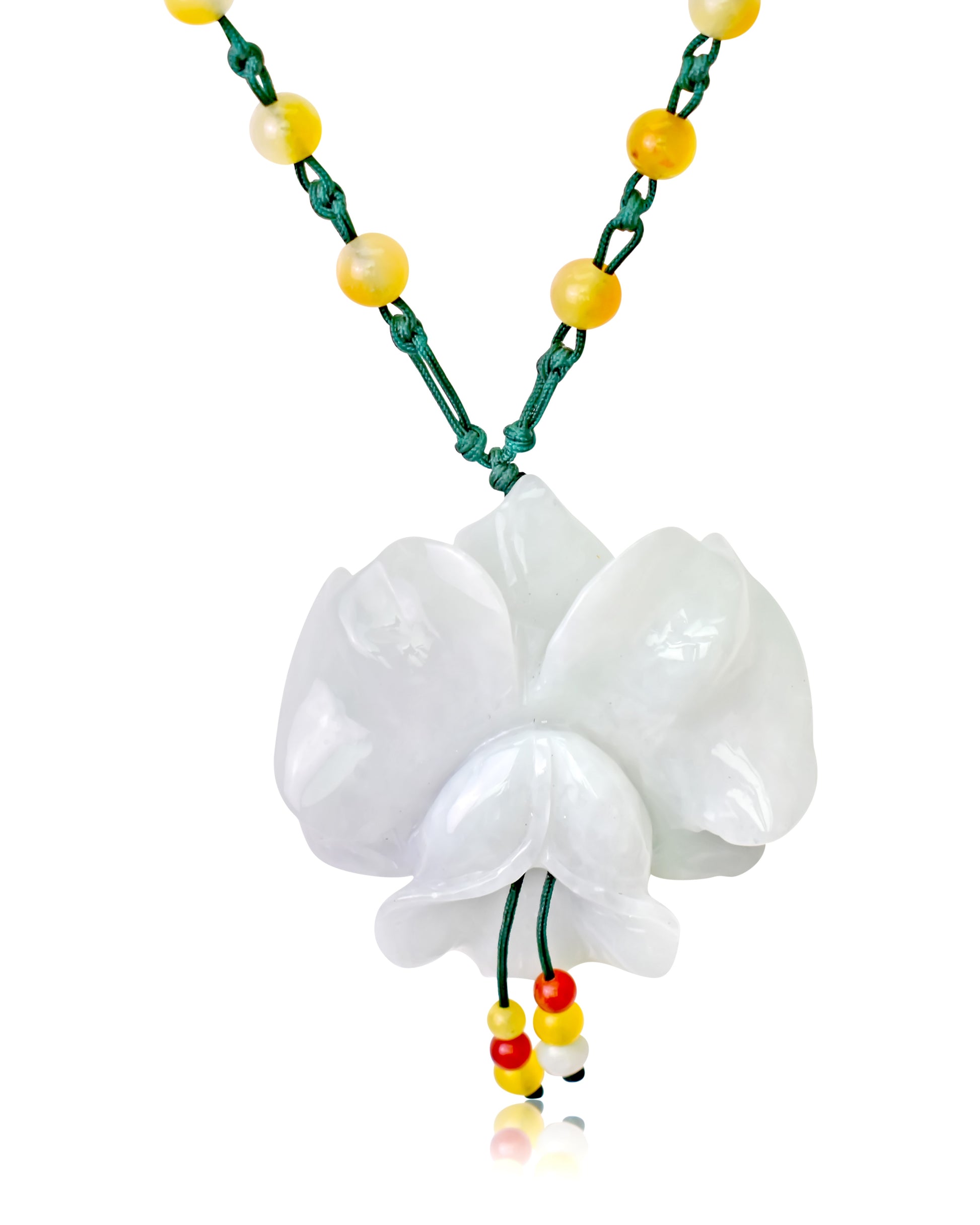 Shine Bright with Orchid Floral Jade Necklace Pendant