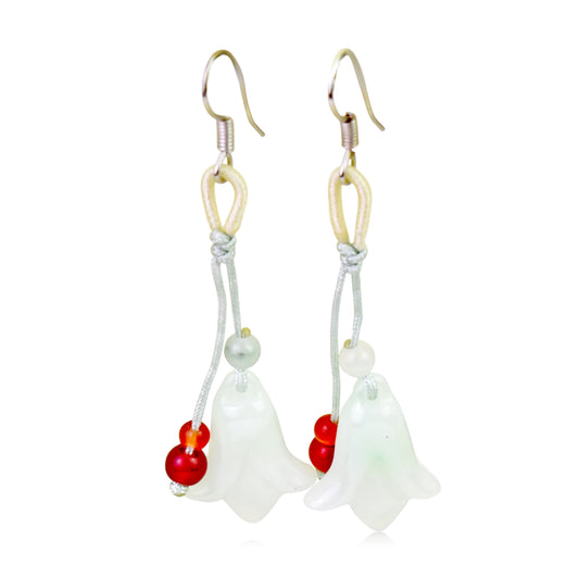 Show Off Your Unique Sense of Style with Bellflower Jade Earrings made with Sea Green Cord