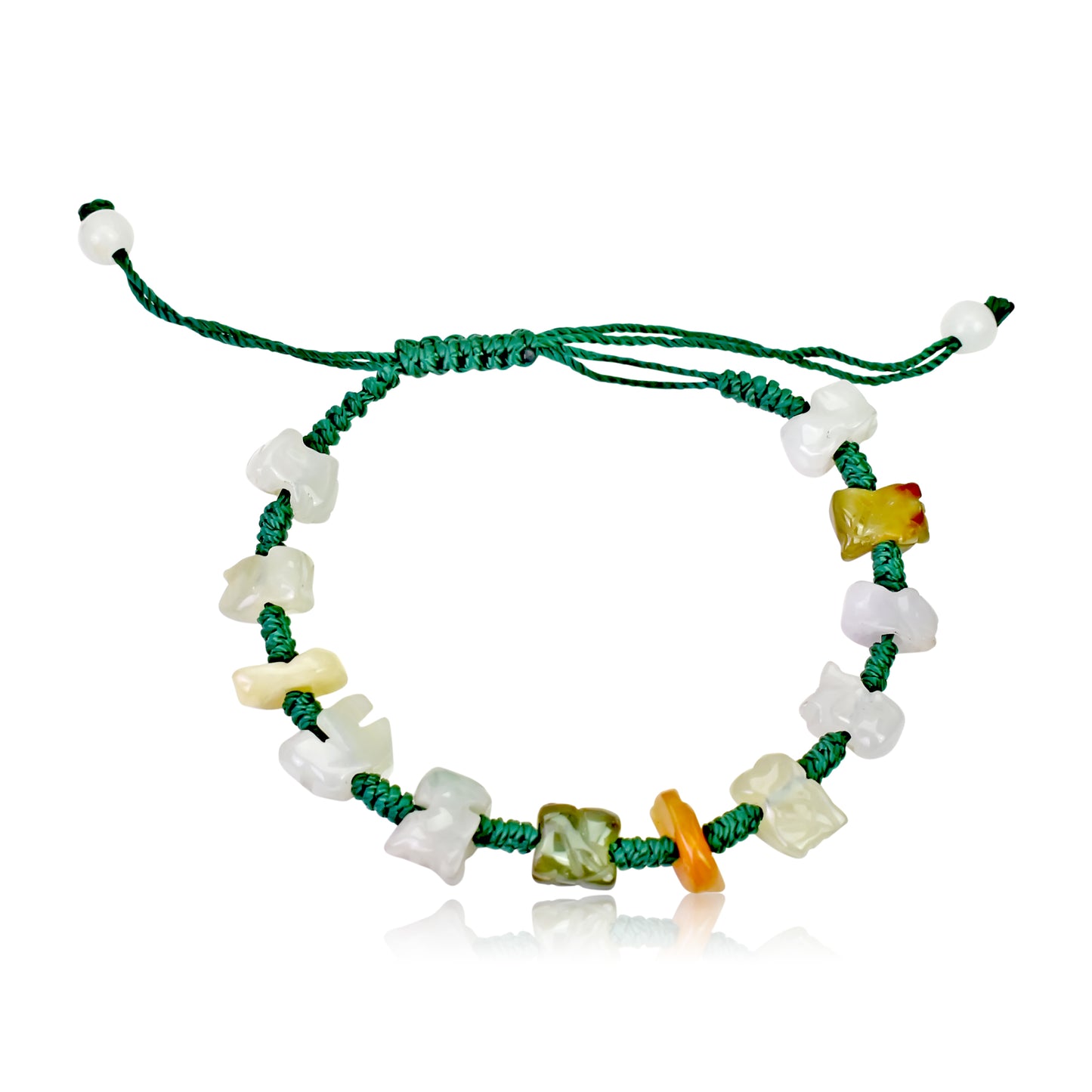 Draw in your Luck with this Twelve Zodiac Handmade Jade Bracelet made with Green Cord