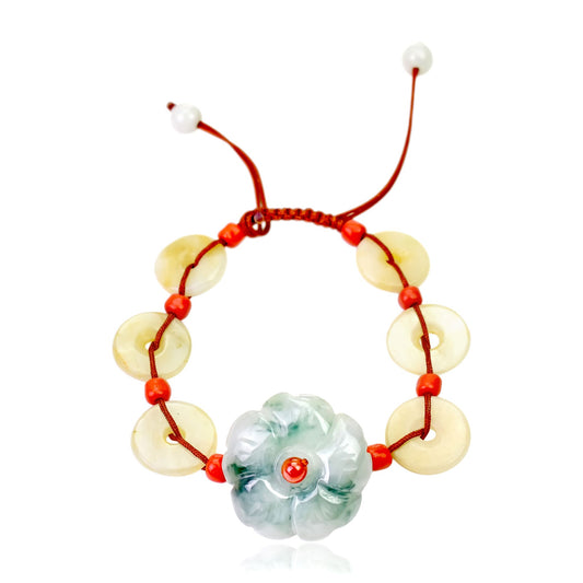 Create a Calm Atmosphere with this Cherry Blossom Jade Bracelet made with Brown Cord