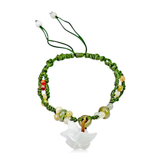 Flaunt Your Style with a Bird Jade Charm Bracelet made with Green Cord