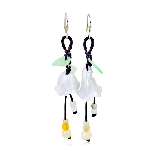 Add a Touch of Class with Bellflower Jade Earrings made with Black Cord