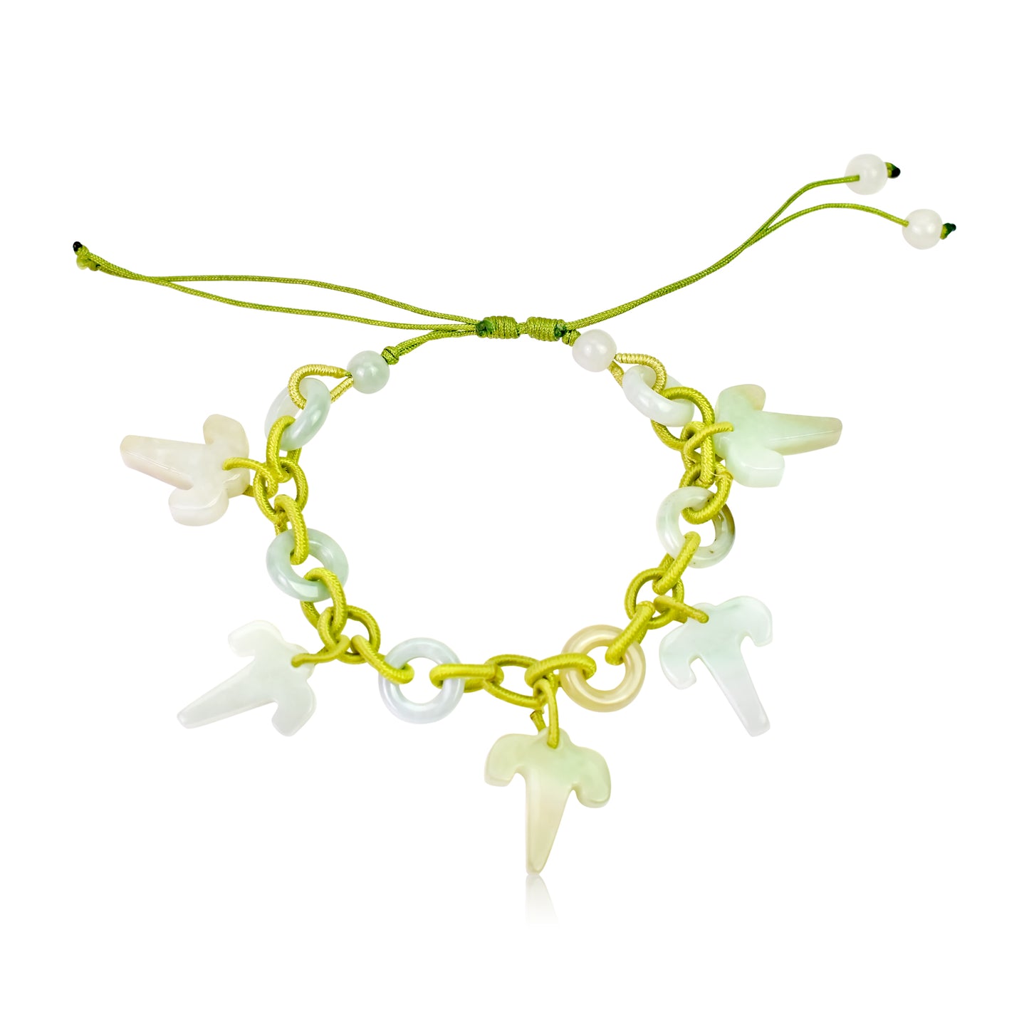 Aries Astrology Handmade Jade Bracelet with Lime Cord