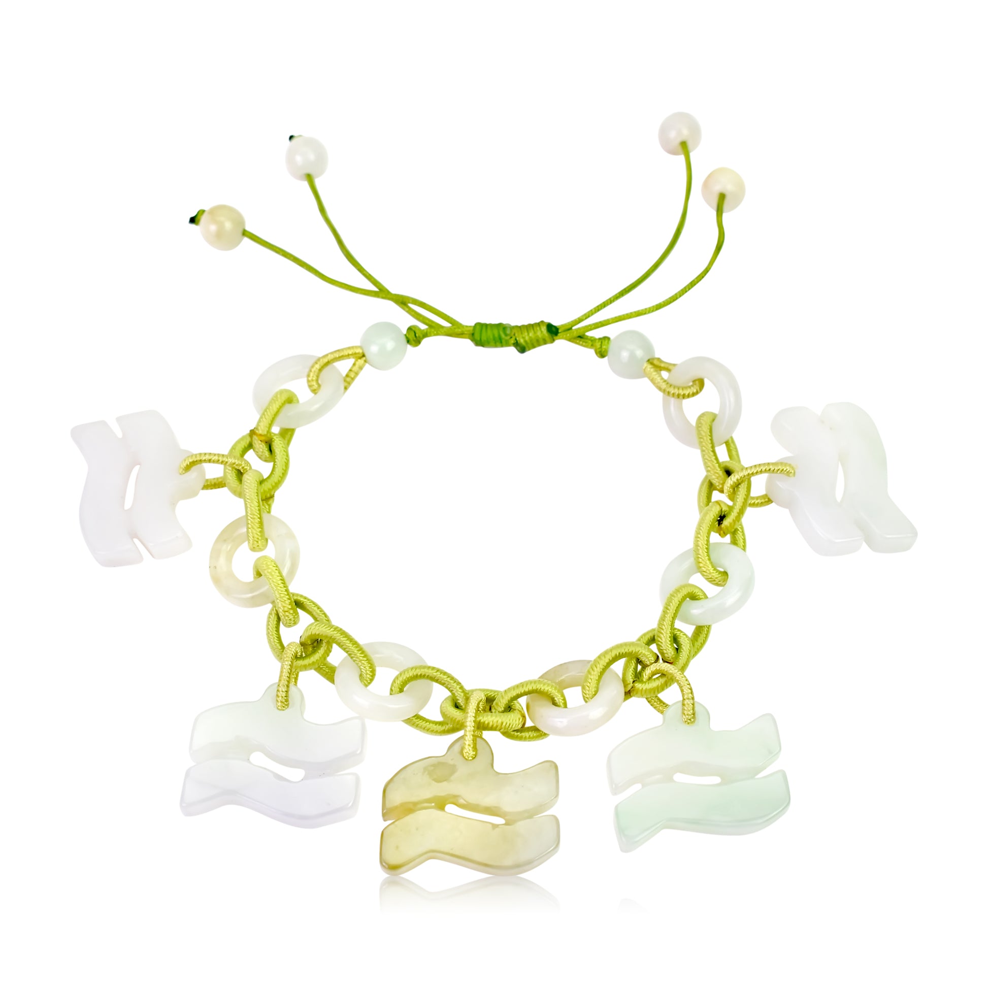 Aquarius Astrology Handmade Jade Bracelet with Lime Cord
