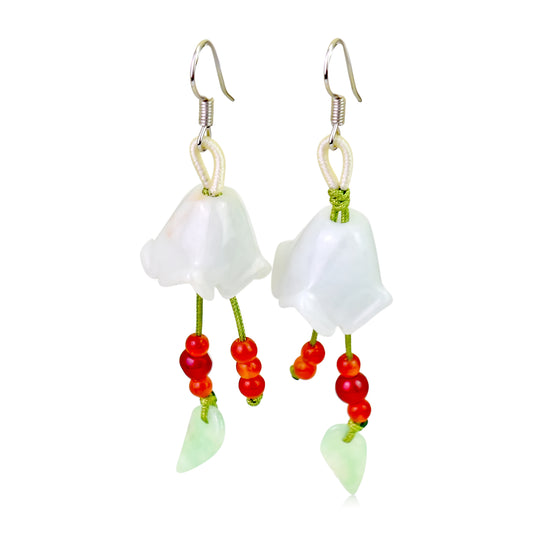 Refresh Your Look with Unique Jade Bellflower Earrings made with Lime Cord