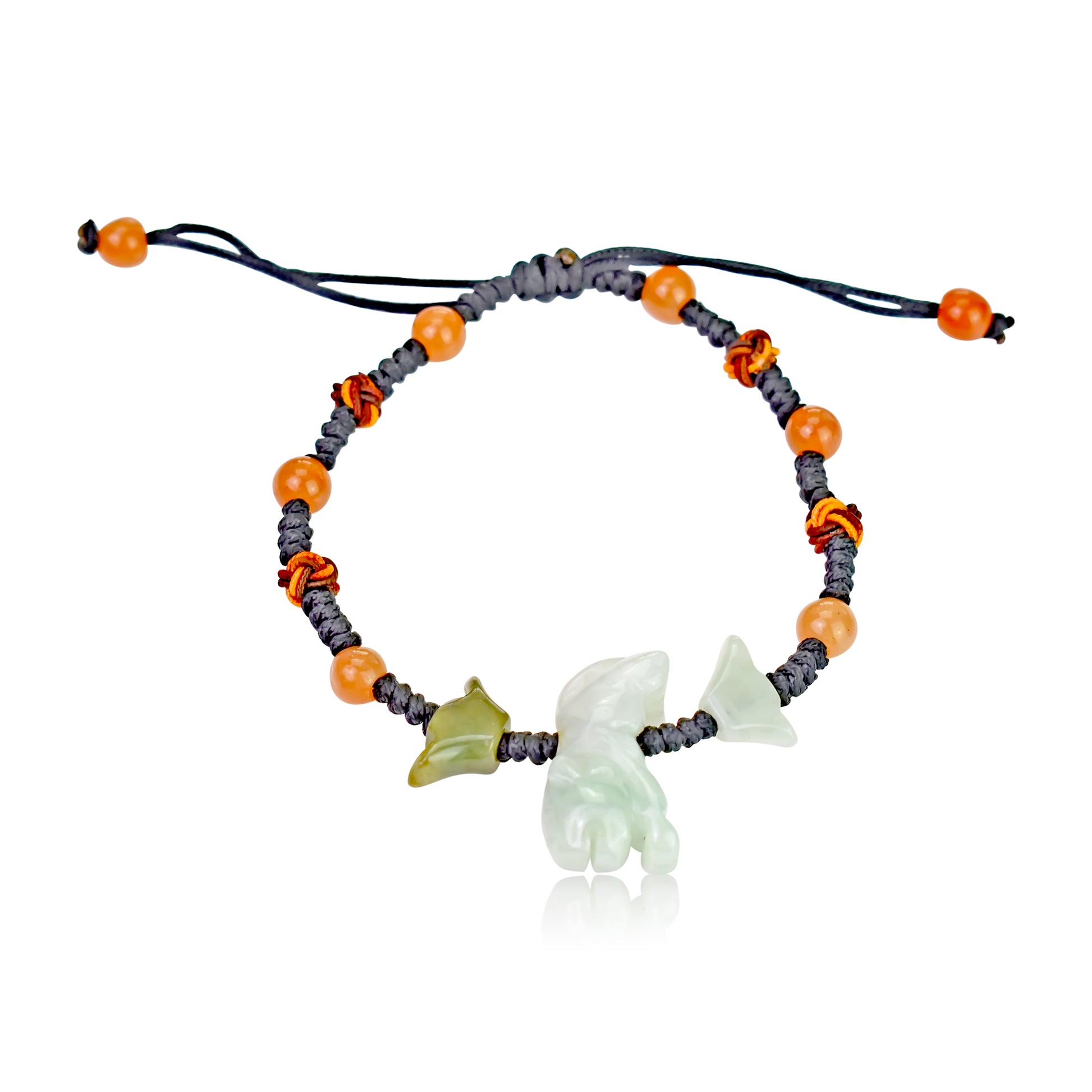 Step Into Your Inner Power with a Tiger Beaded Jade Bracelet made with Black Cord