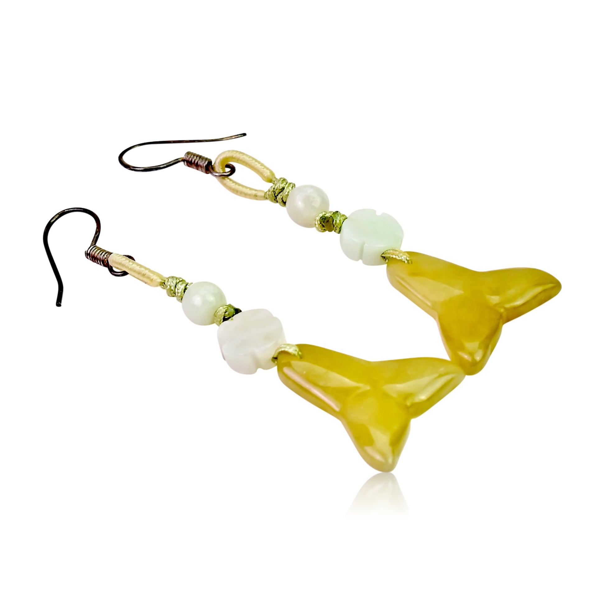 Dive into Style with Spectacular Whale Tail Handmade Jade Earrings