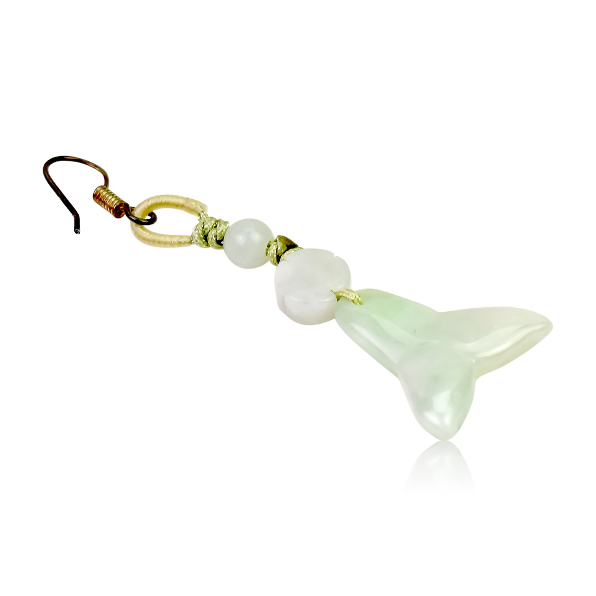 Dive into Style with Spectacular Whale Tail Handmade Jade Earrings