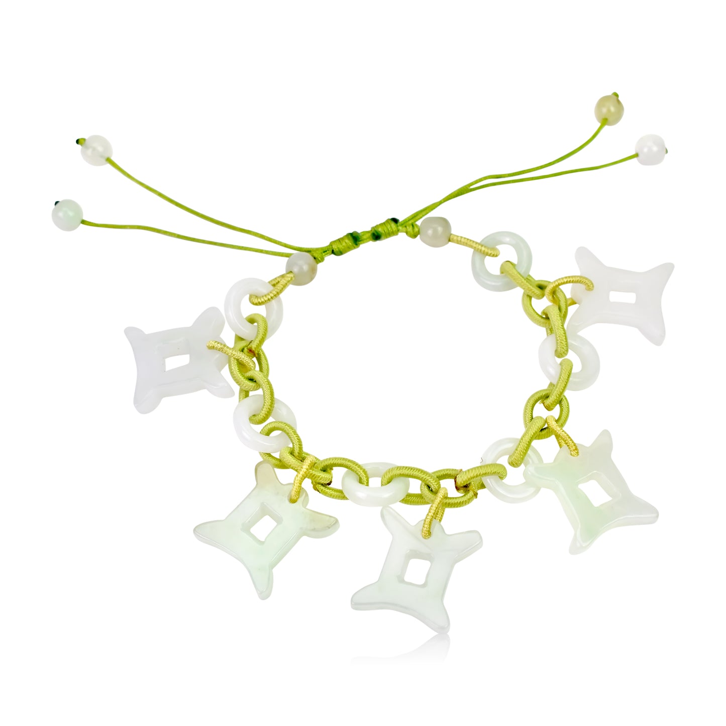 Wear the Power of Gemini Astrology Jade Bracelet Around Your Wrist made with Lime Cord