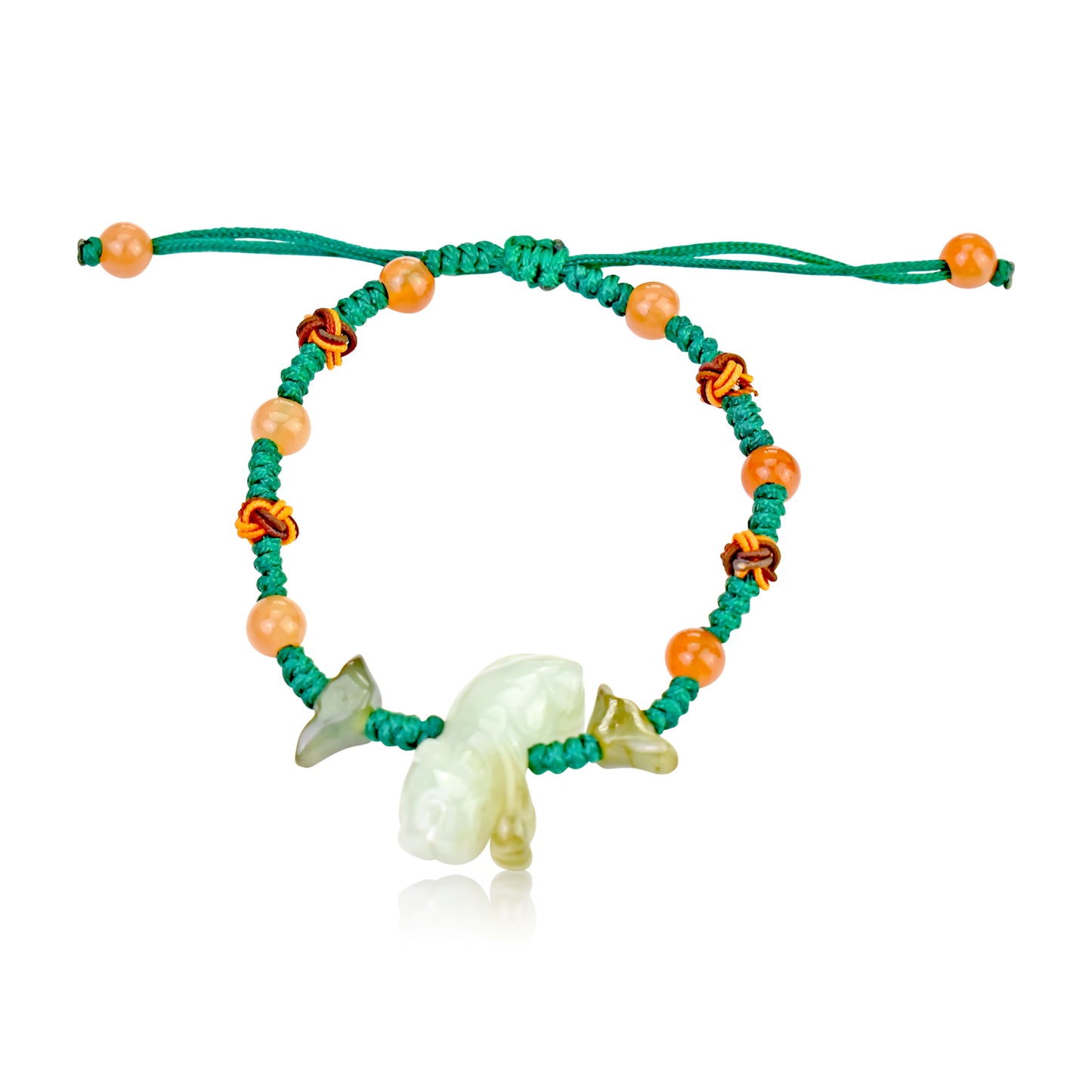 Step Into Your Inner Power with a Tiger Beaded Jade Bracelet made with Green Cord