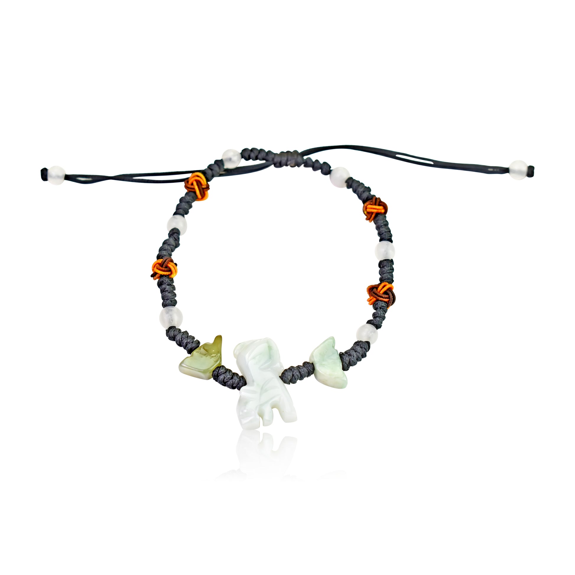 Step Into Your Inner Power with a Tiger Beaded Jade Bracelet made with Black Cord