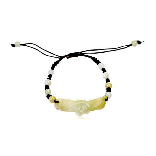 Elevate the appearance with this Rose Flower Handmade Jade Bracelet