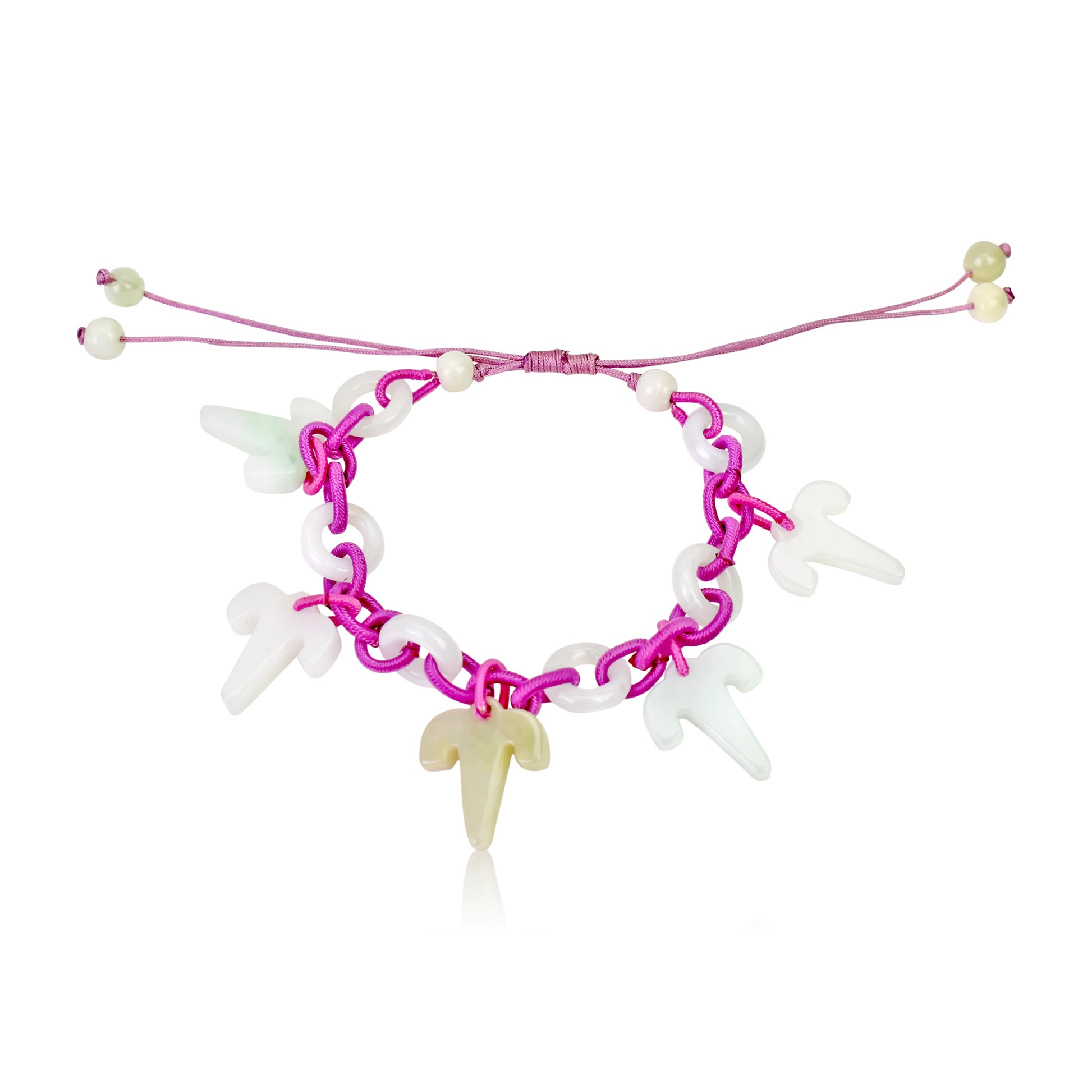 Aries Astrology Handmade Jade Bracelet with Purple Cord