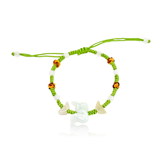 A Unique Gift: Snake Chinese Zodiac Handmade Jade Bracelet made with Lime Cord