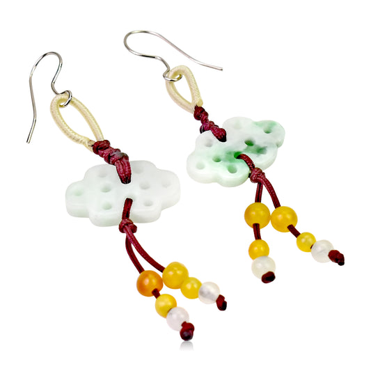 Wear Uniqueness and Elegance with Unity Knot Handmade Jade Earrings made with Brown Cord