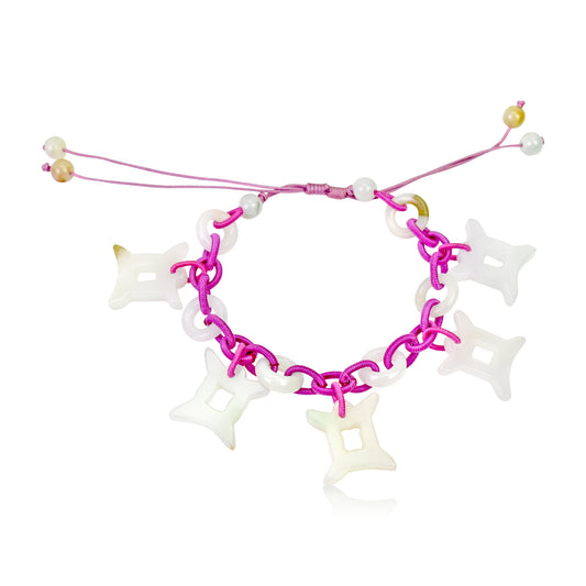 Wear the Power of Gemini Astrology Jade Bracelet Around Your Wrist made with Lavender Cord