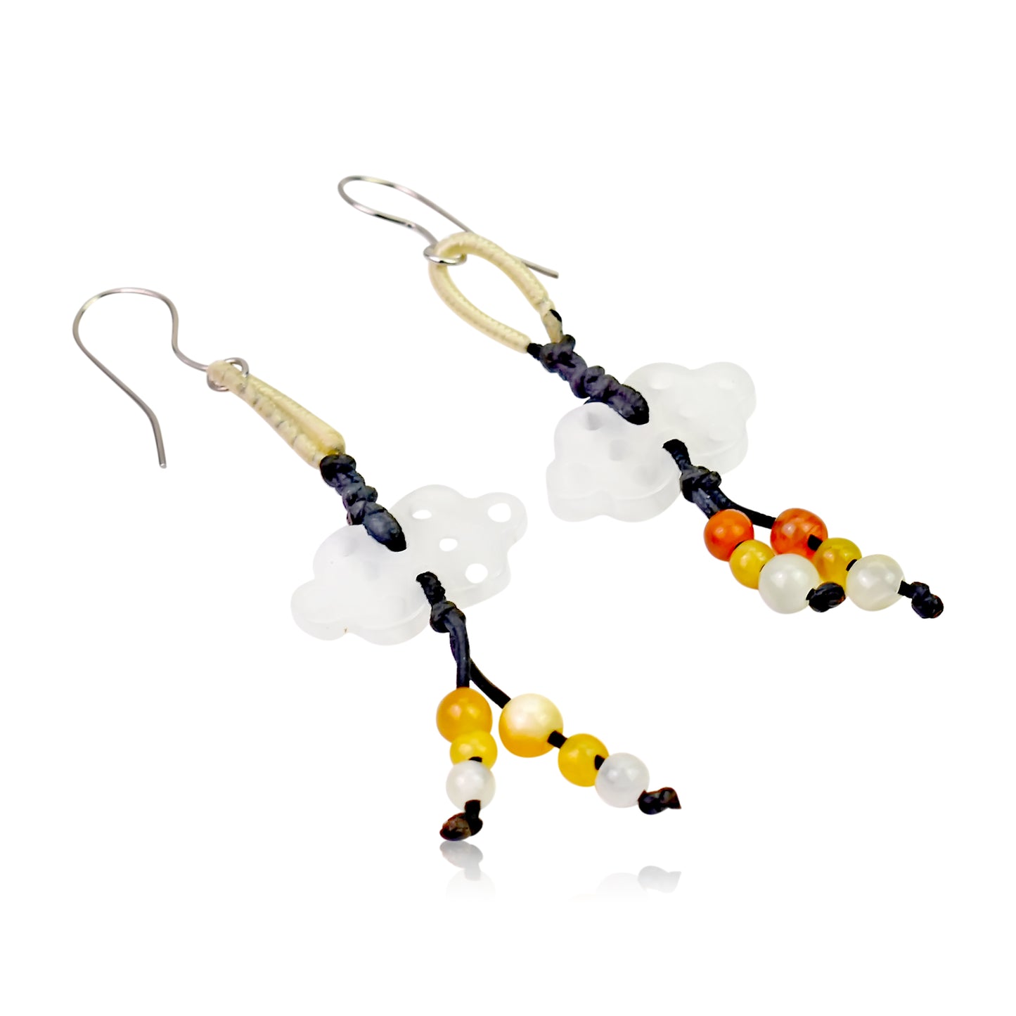 Wear Uniqueness and Elegance with Unity Knot Handmade Jade Earrings made with Black Cord