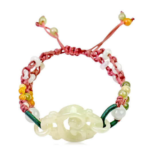 Unlock Wealth and Power with An Classic Charm Jade Bracelet made with Pink Cord
