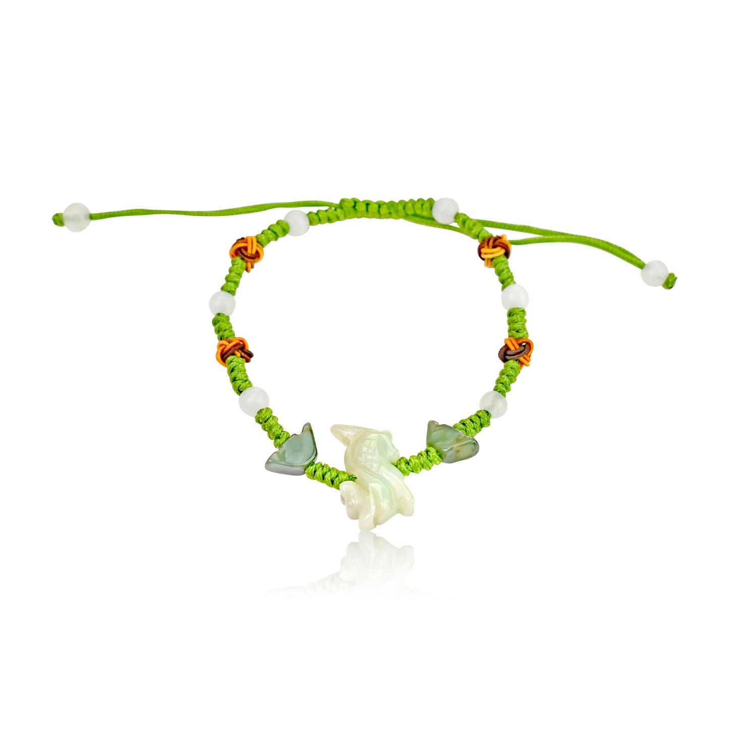 A Unique Gift: Dragon Chinese Zodiac Handmade Jade Bracelet made with Lime Cord