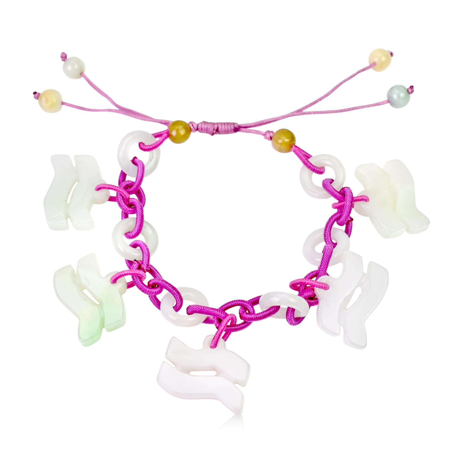 Aquarius Astrology Handmade Jade Bracelet with Purple Cord