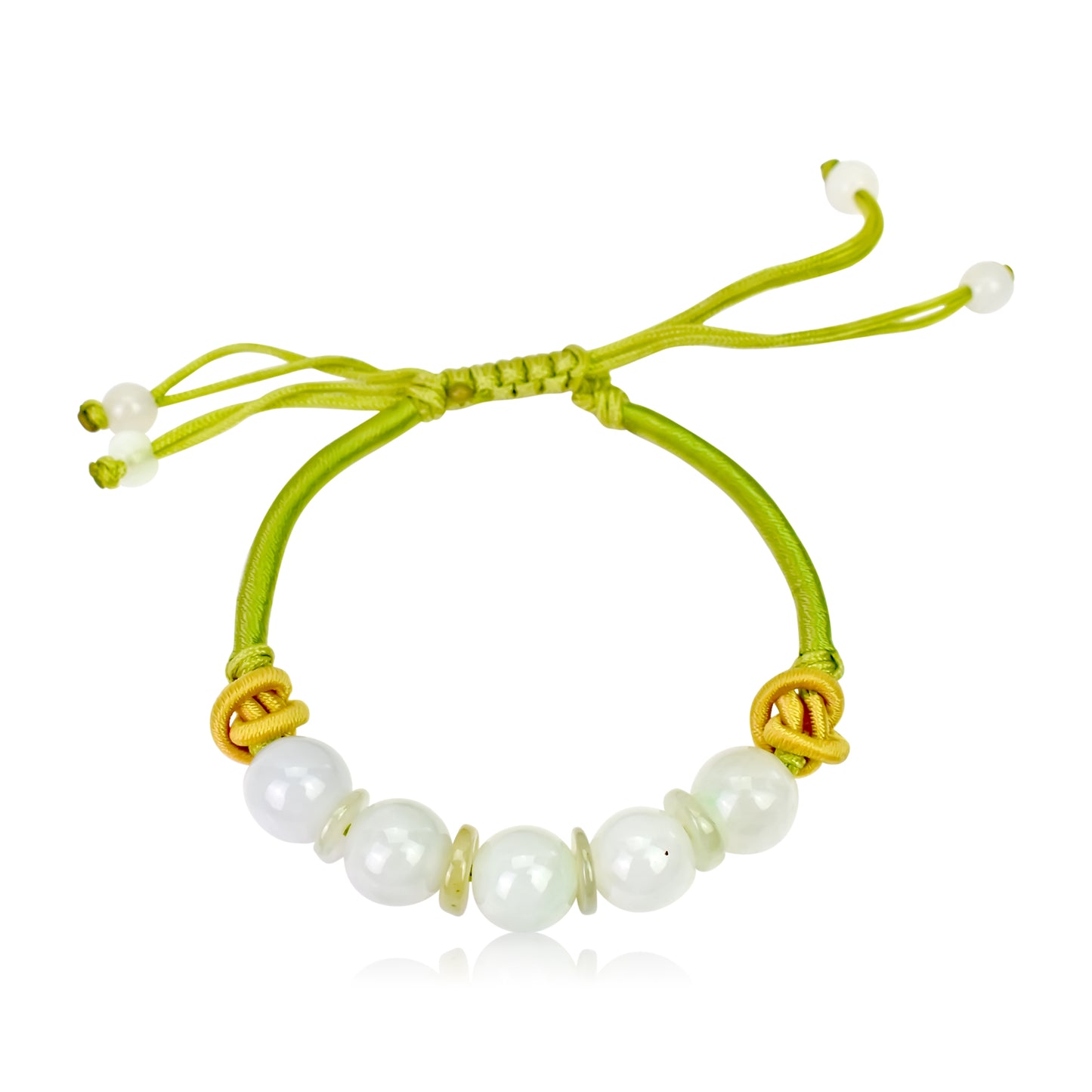 Enjoy the Rich Earthy Color Combination of Beads and PI Jade Bracelet made with Lime Cord