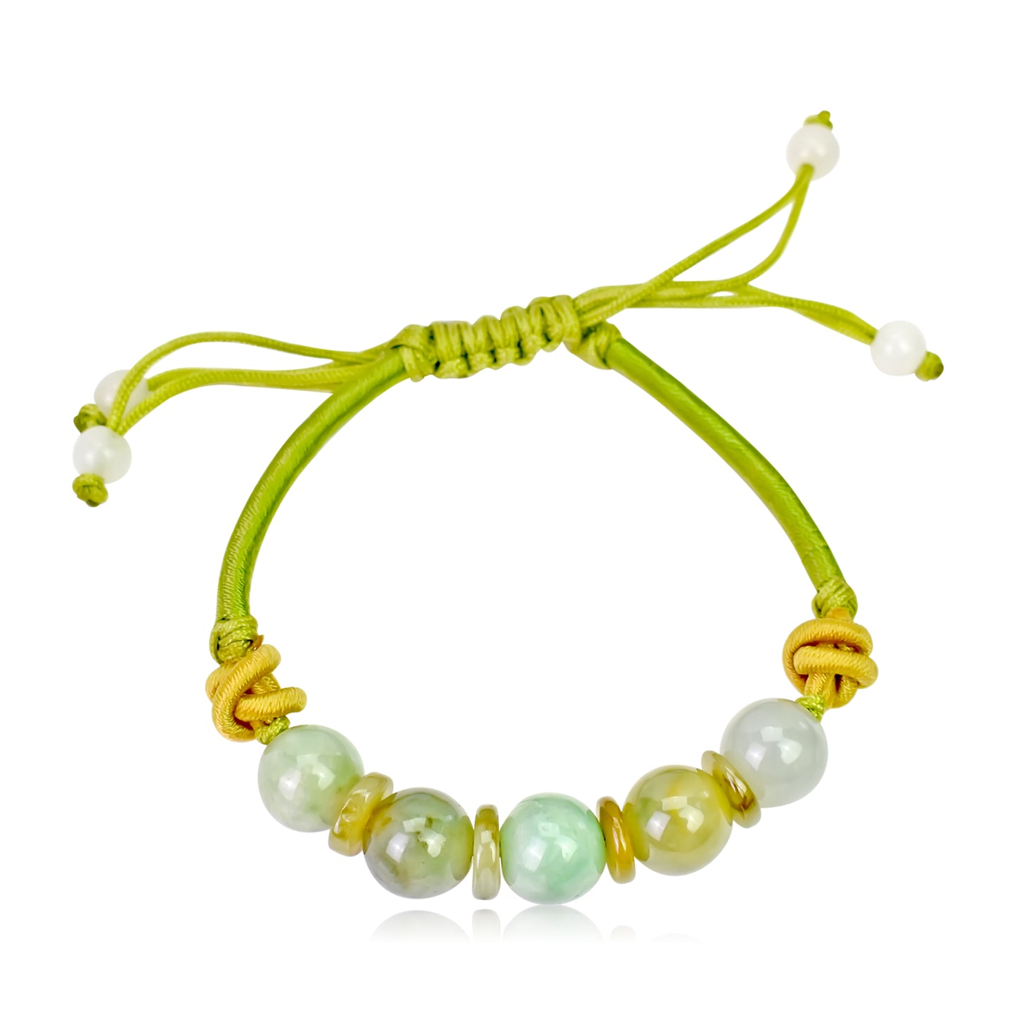 Enjoy the Rich Earthy Color Combination of Beads and PI Jade Bracelet made with Lime Cord