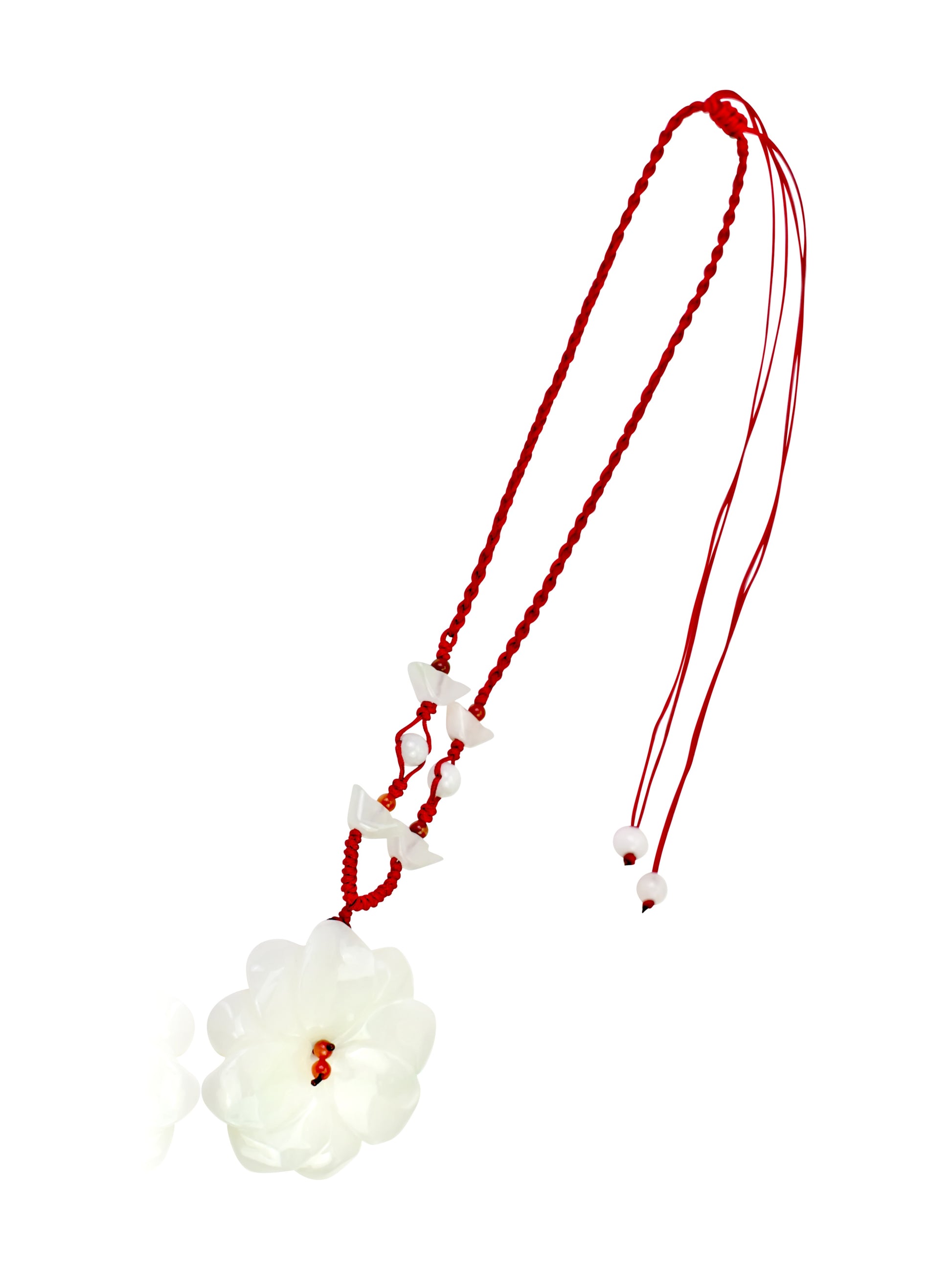 Be Kind and Stylish with Dahlia Flower Handmade Jade Necklace made with Maroon Cord