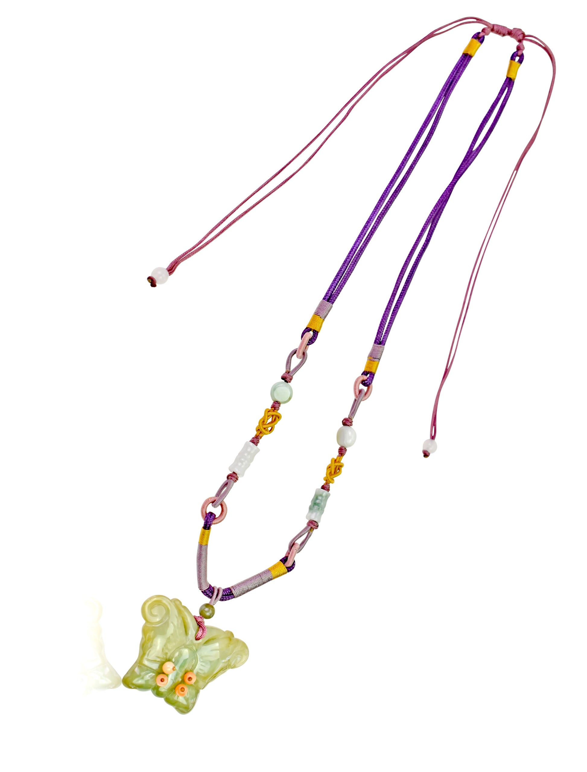 Add a Touch of Elegance to Your Look with the Handcrafted Jade Pendant made with Lavender Cord