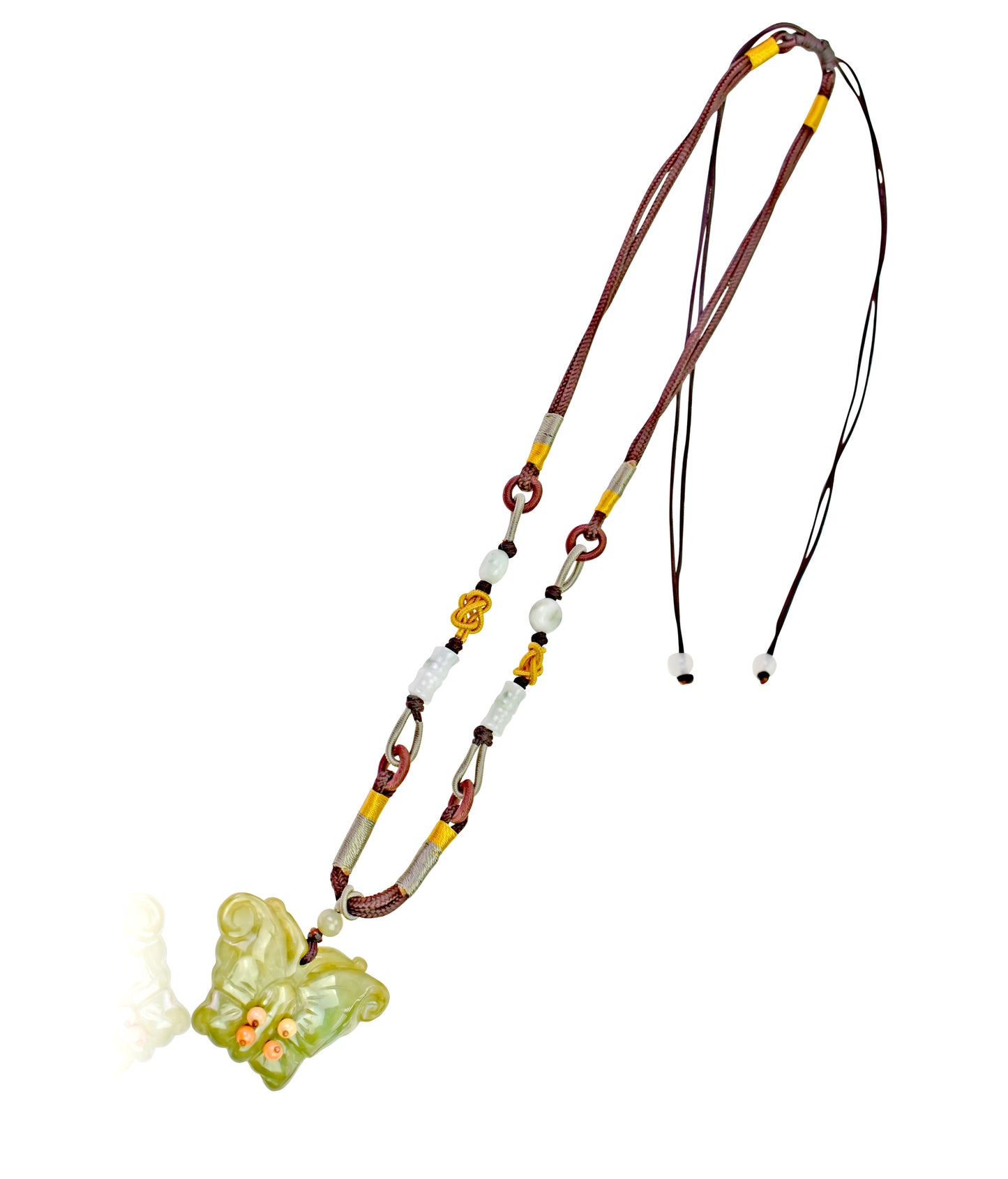 Add a Touch of Elegance to Your Look with the Handcrafted Jade Pendant made with Brown Cord