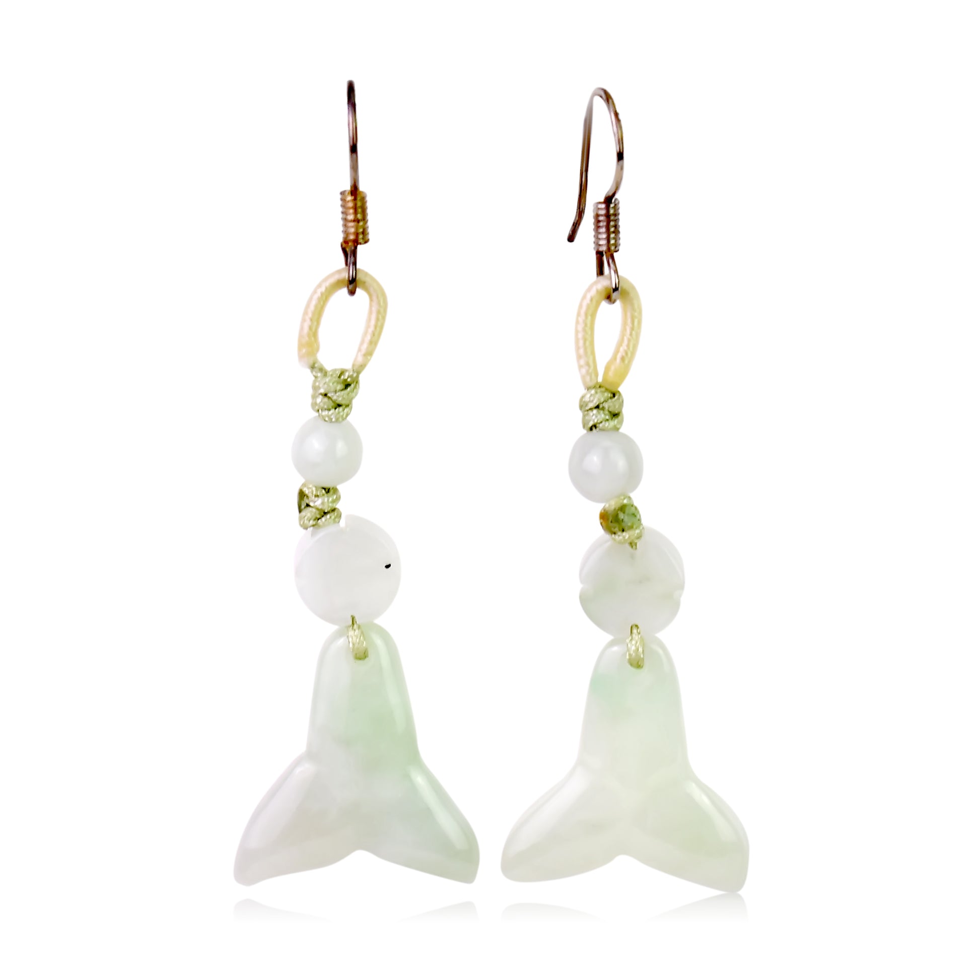 Dive into Style with Spectacular Whale Tail Handmade Jade Earrings