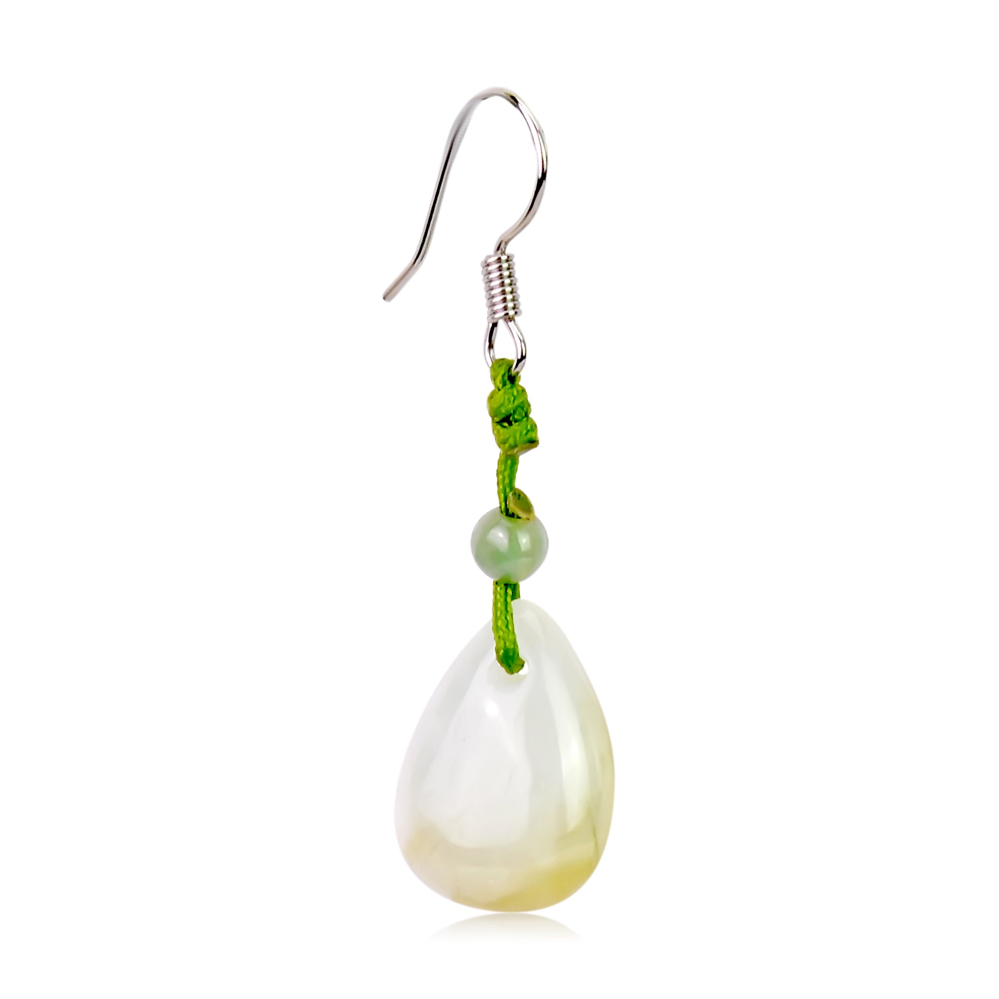 Feel Sensational with these Rain Drop Handmade Jade Earrings made with Lime Cord