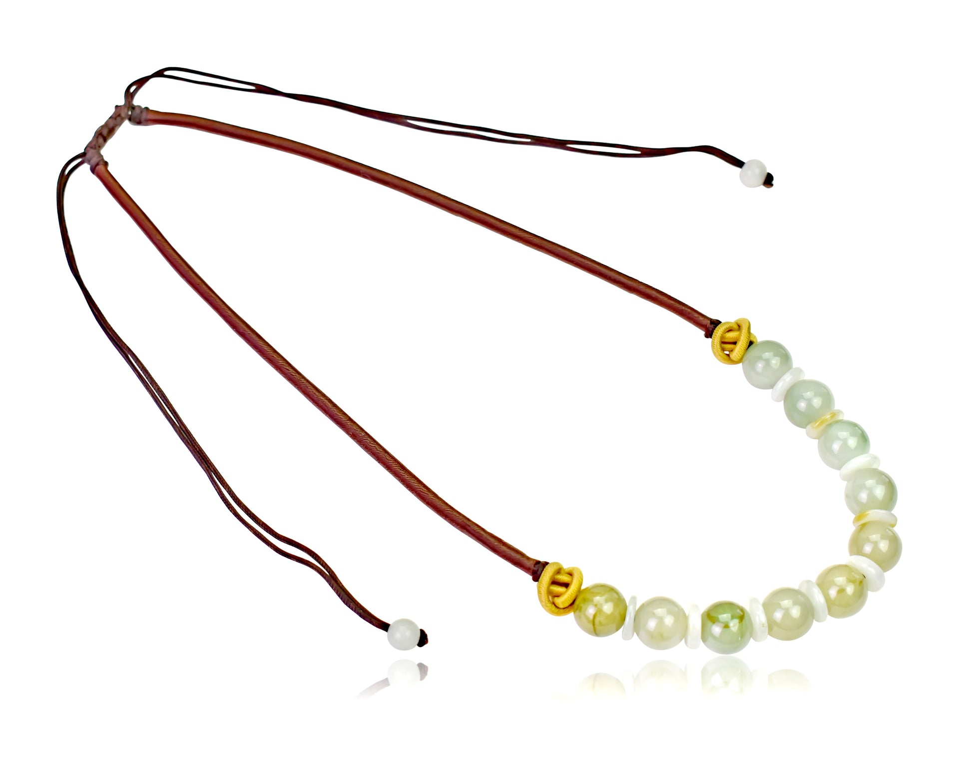 Get Closer to Nature with the PI Symbol and Jade Beads Necklace made with Brown Cord