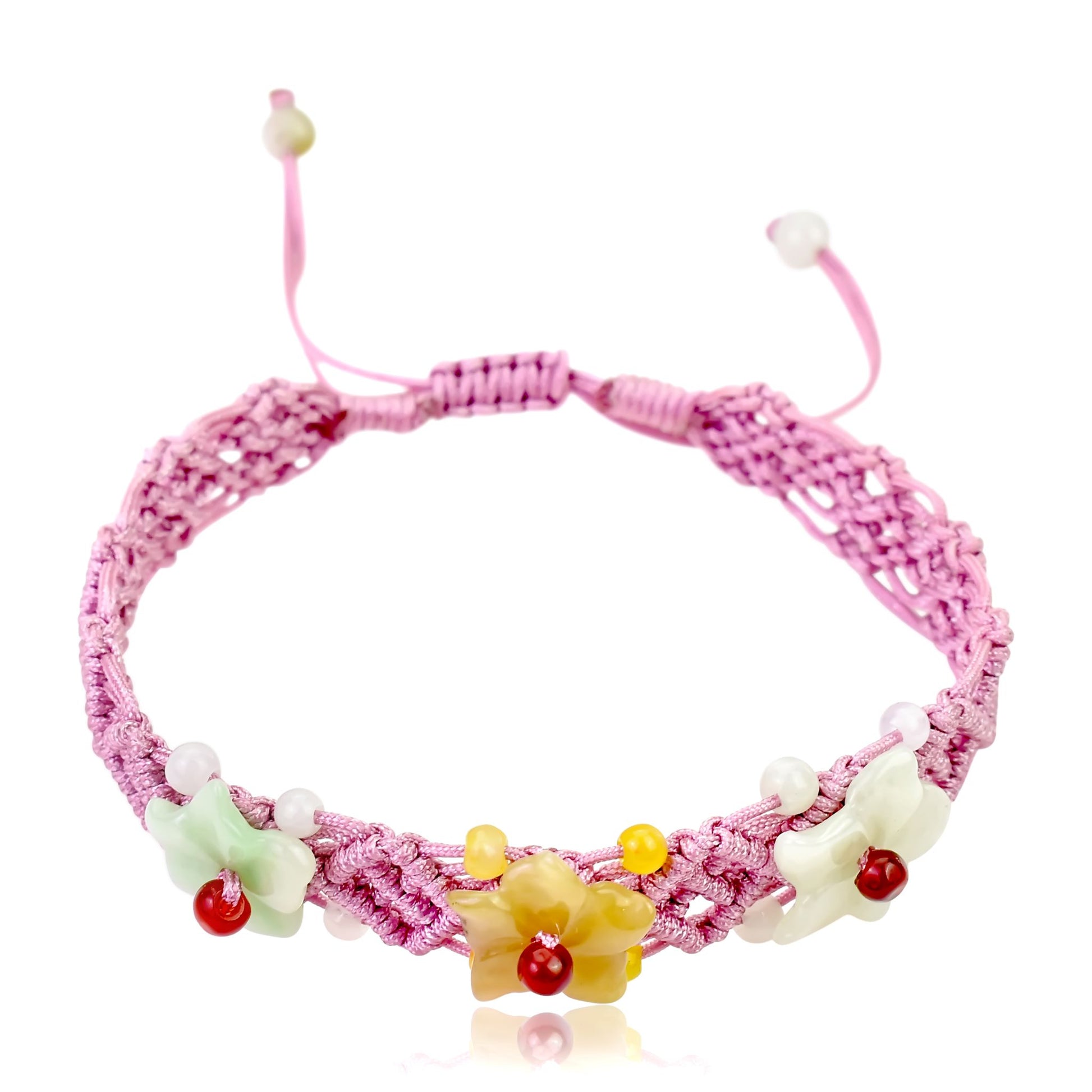 Crafted from Premium Jade: The Breath of Heaven Flower Bracelet made with Lavender Cord