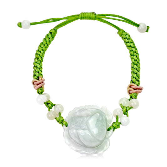 Find Your Inner Peace with the Lotus Jade Bracelet made with Lime Cord