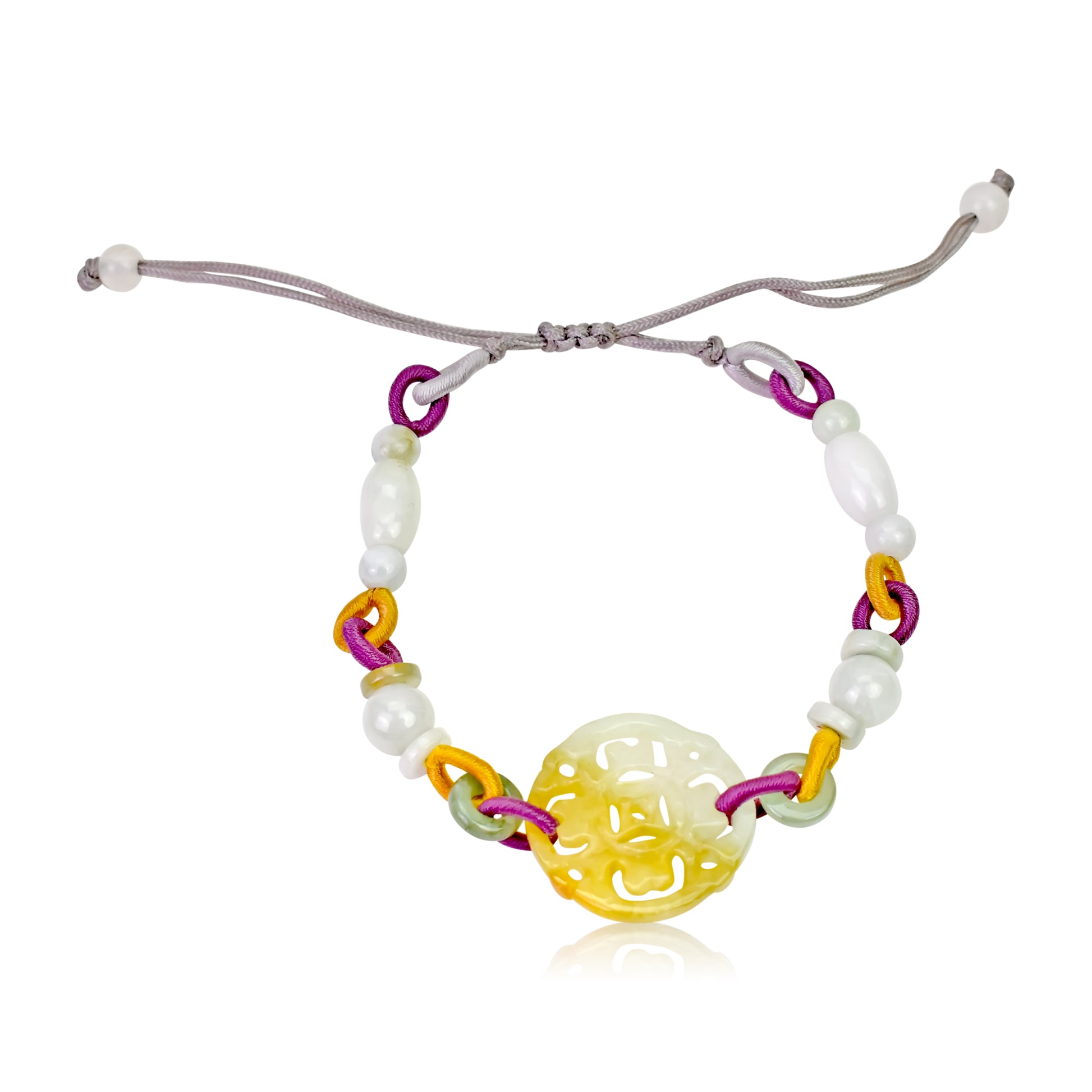 Unlock the Power of Ancient Chinese Coins with This Jade Bracelet made with Lavender Cord